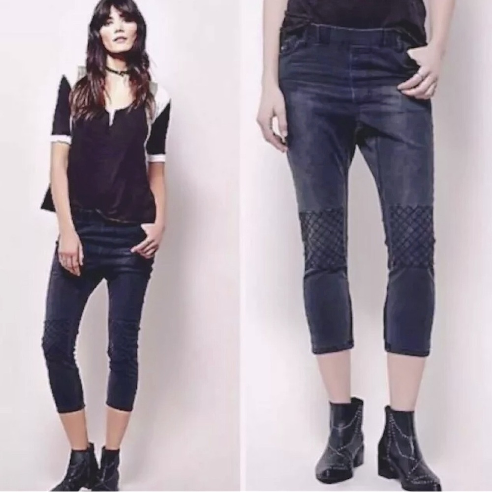 Free People Crop Stretch Pull On Skinny Jeans